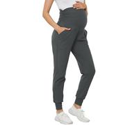 PARNIXS Women's Maternity Joggers Over Bump Stretchy Sweatpants Workout Sports Lounge Pregnancy Pants Yoga Trousers with Pockets,Dark Gray-M