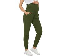 PARNIXS Women's Maternity Joggers Over Bump Stretchy Sweatpants Workout Sports Lounge Pregnancy Pants Yoga Trousers with Pockets,Army Green-L