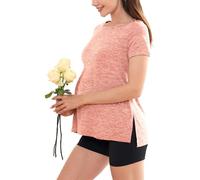 PARNIXS Women's Maternity T-Shirt Short Sleeve Split Side Pregnancy Tops Maternity Clothes, X-Large Pink