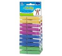 PARODI & PARODI - Molly Laundry Pegs, Laundry Tongs with Extra Strong Anti-Rust Spring, Assorted Colours, Pack of 20, 9 x 22 x 4.5 cm