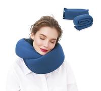 PAROLL Travel Neck Pillow for Airplane Adults Best Wrap Around Go Travel Rest Support Flight Neck Pillow Cushions for Aeroplane Long Haul Flying Navy