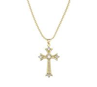Paronce CZ Cross Gold Necklace Christian Catholics Choker Christmas Birthday Jewellery Gift for Women Daughter Sister Niece Grandmother Granddaughter
