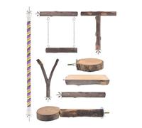 parot Perch - Wooden Natural Training Branch Set, Non Slip Scratch Resistant birdcag Accessory Stand | Hanging Toy Organizer for Parakeets Cockatiels Canaries Conures