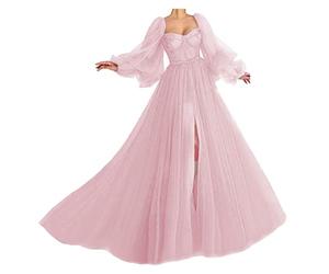 PARPIS Puffy Sleeve Prom Dresses 2023 Tulle Sweetheart Ball Gowns Long Floral Applique A-line Evening Gown for Women