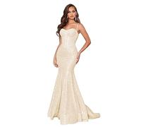 PARPIS Sweetheart Bodycon Cocktail Dress Long Sparkly Spaghetti Strap Backless Prom Dresses Mermaid Sequin Formal Evening Gown Champagne