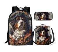 Parprinty Cool Animal Print Backpack Boys Girls Lightweight Sturdy School Bag with Lunch Box Pencil Case, Funny Bernese Mountain, Daypacks