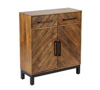 Parquet 2 Door 1 Drawer Cabinet - Mango Wood/Iron - L30 x W80 x H90 cm - PP Finish Jaipur Furniture Ltd Brown One Size