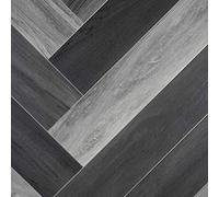 Parquet Wood Style Flash Vinyl Flooring 2.3mm Realistic Foam Backed Lino Slip Resistant (Grey Modern Parquet, 3m x 3m)