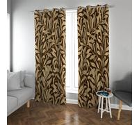 PARREN 70's Retro Eyelet Curtains Traditional Botanical Leaves Pattern Drapes Thermal Insulated Blackout Window Curtains for Kitchen 1 Pair 54x66in