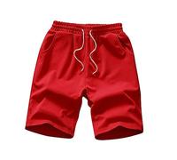 PARREN Athletic Shorts for Men Mesh Plus Size Quick Dry Breathable Lightweight Gym Running Training Jogging Shorts with Pocketed Drawstring Big and Tall(Red,5XL)