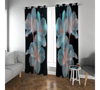 PARREN Elegant Blue Flowers Blackout Curtains for Living Room Modern Boho Curtain Light Reducing Farmhouse Window Treatments Black Background W70xL96in 2 Panels