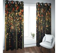 PARREN Magical Forest Scene Fabrics Curtains Abstract Blooming Tree Blackout Window Drapes for Farmhouse Nursery Room Balcony Dark Style Door W70xL96in 2 Panels