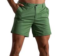 PARREN Men's Slim Fit Muscle Shorts Casual Flat Front Lightweight Stretch Solid Color Summer Shorts Vacation Work Sport Golf Shorts Green