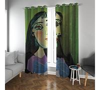 PARREN Picasso Abstract Art Window Curtain Panels 1 Pair a Woman Self-Portrait 2 Panels for Kitchen Bedroom Children Living Room Yard Green 42x45in