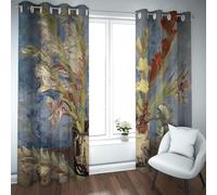PARREN Still Life Famous Painting Prints Blackout Curtains Vase with Gladioli and China Asters Thermal Curtains for Living Room Bedroom Aesthetic W72xL90in 2 Panels