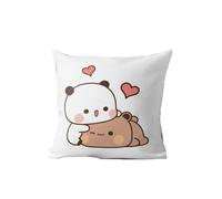 PARREN Throw Pillowcase 2Pcs Panda Bear Hug Bubu Duda Mochi Peach Cat Throw Pillow Bedroom Sofa Anime Bed Fashion Pillowcase-2-40X40Cm