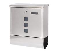 Parrency Stainless Steel Letterboxes with Sturdy Key Lock, Wall Mounted Waterproof Post Box with Transparent Cover, 5 "x 15 4/5 "x 12 2/5 "