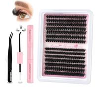 Parriparri 280Pcs Individual Lashes Kit Fluffy Cluster Lashes 60D+80D Russian Lashes Cluster with 2 in 1 Bond&Remover and Tweezers 3D Volume Lash Extensions