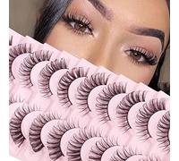 Parriparri Eyelashes Russian Strip Lashes Cat Eye False Eyelashes Natural Wispy Fluffy 10 Pairs D Curly Hybrid Strip Lightweight 3D Effect Fake Lashes