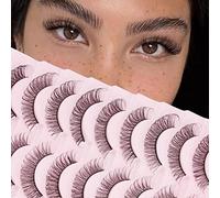 Parriparri Eyelashes Russian Strip Lashes Natural False Eyelashes Wispy Fluffy 10 Pairs Hybrid Strip Lashes D Curly Cat Eye Lashes Lightweight 3D Effect Fake Lashes