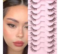 Parriparri Eyelashes with Clear Band Half Lashes Natural Look 10 Pairs Volume Cat Eye Lashes Fluffy Wispy Demi False Eylashes Corner Fake Lashes Cateye