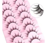 Parriparri False Eyelashes Fluffy Fox Eye Lashes Sexy Cat Eye Eyelashes Soft Winged Angel Fake Lashes Wispy Lightweight Faux Mink Lashes(5 Pairs)