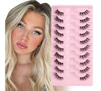 Parriparri False Eyelashes Fluffy Fox Eye Lashes Sexy Cat Eye Eyelashes Soft Winged Angel Fake Lashes Wispy Lightweight Faux Mink Lashes(5 Pairs)