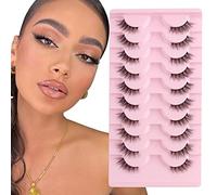 Parriparri False Eyelashes Fluffy Fox Eye Lashes Sexy Cat Eye Eyelashes Soft Winged Angel Fake Lashes Wispy Lightweight Faux Mink Lashes(5 Pairs)