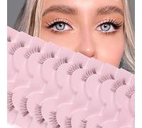 Parriparri Half Lashes with Clear Band 10 Pairs Cat Eye Lashes Natural Look Wispy False Eyelashes Accent Fake Lashes Light Corner Eyelashes Faux Mink