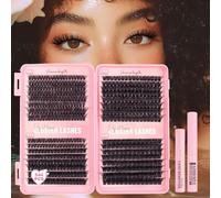 Parriparri Individual Eyelashes Kit 544pcs Cluster Lashes Book with Eyelash Glue & Remover D Curl Thick False Lash Clusters for DIY at Home(60+100+120+150D Kit)