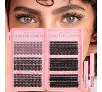 Parriparri Individual Eyelashes Kit 590pcs Lashes Cluster with Eyelash Glue & Remover Natural 20+40+50+60+80+100D Eyelash Clusters Soft &Thick DIY Lash Extensions