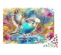 Parrot 1000-piece Cardboard Jigsaw Puzzle Sustainable Eco-Friendly Adult Parrot Splashes Stress Relief Cognitive Development Problem Solving Premium Quality Indoor Play 52x38cm/1000pcs