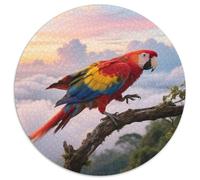 Parrot 1000 Piece Round Puzzle Gentle Flow Elderly Safe Engagement Activity Bird Retirement Gift Calming Art 1000pcs (67.5x67.5cm)