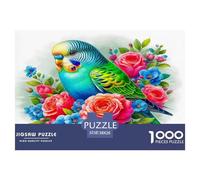 Parrot 1000 Pieces Adult Jigsaws - Parrot Roses Elegant Vibrant Romantic Suitable for Wall Decompression Fun And Challenging Family Game38x26cm/1000pcs