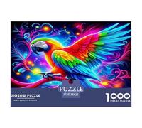 Parrot 1000 Pieces Puzzle Game - Phoenix Parrot Cosmic Neon Dynamic Psychedelic The Whole Family Fun And Challenging Activity for Home Decompression38x26cm/1000pcs