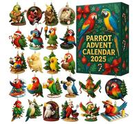 Parrot Advent Calendar 2025, 24 Days Christmas Countdown Calendar with Birds, Bird Surprise Box with 2D Hanging Ornaments, Fun Gift Set for Animal Lovers