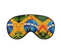 Parrot Art Brazil Flag Eye Mask with Adjustable Strap for Men and Women Night Sleeping Travel Nap