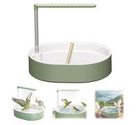 Parrot Automatic Rain Shower Bath Box For Cage Use, Multi-Functional Birds Bath with Perch, Detachable Bird Tub With Large Capacity For Cockatiel, Lovebird, Parakeet (Green)