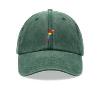 Parrot Baseball Cap Vintage Washed Unisex Dad Hat Adjustable Bottle Green