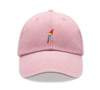 Parrot Baseball Cap Vintage Washed Unisex Dad Hat Adjustable Pink