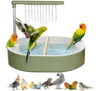 Parrot Bath Automatic Flowing 26-Hole Bird Bath Tub | Auto Circulating Cockatiel Shower for Conure Parrot Cockatiel Parakeet Budgies Lovebird Macaw (Green) |