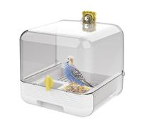 Parrot Bath-Extraction Feeder for the Cage | 2 in 1 Clear Bowl Tub Design for Pet Birds, Indoor Use, Patio, Deck, Garden, Balcony, Outdoor Aviary and Access