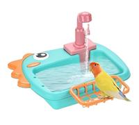 Parrot Bath Station - Adjustable Bird Tub, Medium Size with Built-in Faucet, Compact Pliable Construction, Non-Slip Base, for Parakeet Cockatiel Indoor Outdoor Balcony Patio