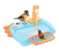 Parrot Bath Station - Adjustable Bird Tub, Medium Size with Built-in Faucet, Compact Pliable Construction, Non-Slip Base, for Parakeet Cockatiel Indoor Outdoor Balcony Patio