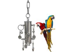 Parrot Bell Toy, Stainless Steel Bird Bell Toy Stainless Steel Bells with Soft Sound Hanging Bird Cage Bite Toy Pendant Display Toys for Ois