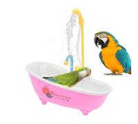 Parrot Bird Bath - 31.5cm Automatic Shower Faucet, Cute Parrot Spa Tool, 26.5cm Electric Feeder Bowl + Recirculating Pump, Durable Abs Plaastic Blue Red - For Parakeet Cage & Small Birds Hygiene