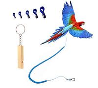 Parrot Bird Harness Leash Anti-bite Outdoor Blue Flying Training Rope with 5pcs Different Sizes of Soft Foot Loops and Training Whistle(Upgraded Version of Ankle Ring)