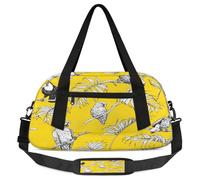 Parrot Bird Leaves Kids Overnight Duffle Bags for Girls Boys, Yellow Lightweight Sports Gym Bag for Kids,Small Overnight Weekender Carry on Travel Bags Dance Bag, Parrot Bird Leaves, 18.5L x 7.8W x