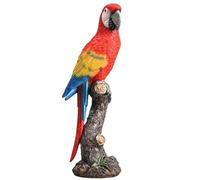 Parrot Bird Tabletop Statue,Garden Statues,Garden Ornaments,Resin Fake Birds Crafts Garden Animal Statue Tree Hanging Pastoral Decoration Pendant Outdoor Yard Decor,40 Cm red