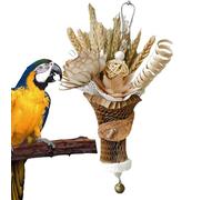 Parrot Bird Toys - Shredding Wheat Ear, Bunny rRabbit Fun | Natural Wooden Chip Flowers, Large Chewing Pith Decoration | Cage Hanging Teeth Grinding Bouquet for Cockatiel